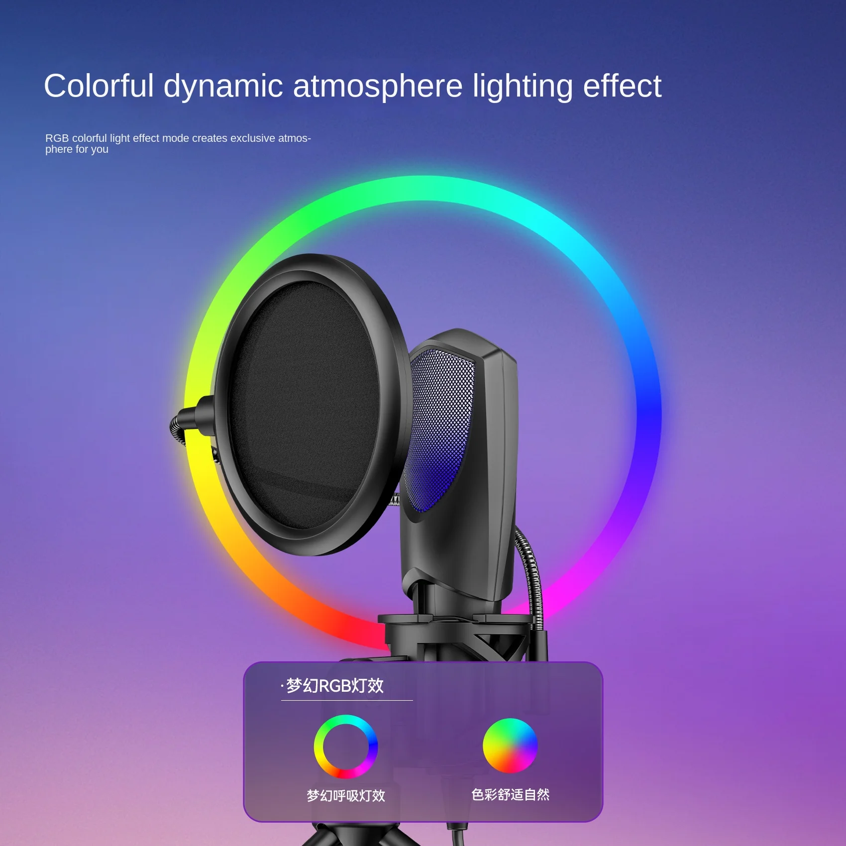 Nuevo micrófono condensador Vertical USB de escritorio, luz RGB, transmisión en vivo, Karaoke, juegos, micrófono de videoconferencia - imagen 2