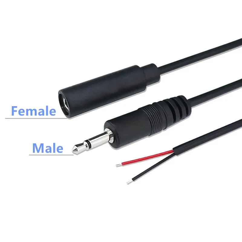 Cable conector de Audio Mono de 25CM, 2,5mm, 3,5mm, Cable de extensión de 2 pines, enchufe macho hembra, reparación DIY, conector de clavija de un solo cabezal - imagen 3