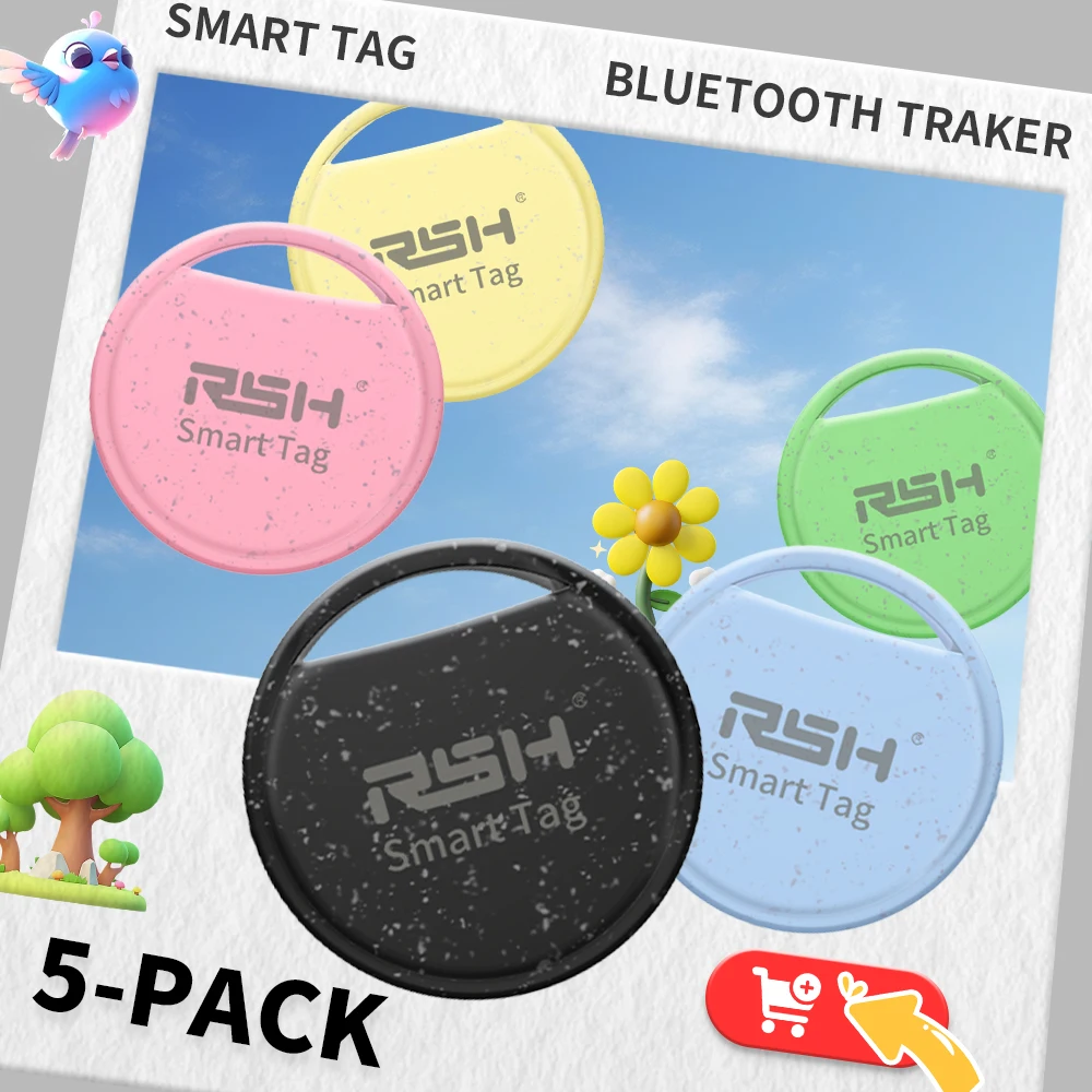 RSH-rastreador GPS antipérdida de seguridad, localizador Android para Xiaomi, posicionamiento Global, bolso para niños, billetera, buscador de coche, certificado por Google, 5 uds.