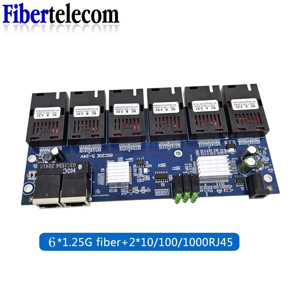 Convertidor de interruptor de medios de fibra óptica Ethernet, 100/1000M, Gigabit, 6 puertos de fibra, 2 puertos RJ45, interruptor monomodo FTTH, placa PCBA de fibra - imagen 4