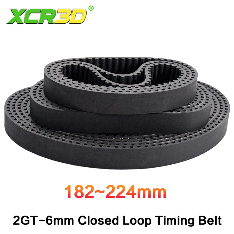 Circunferencia perimetral de bucle cerrado de goma de 6 mm de ancho de correa XCR3D 2GT ‌   Piezas síncronas de impresora 3D con sincronización GT2 de 182-224 mm