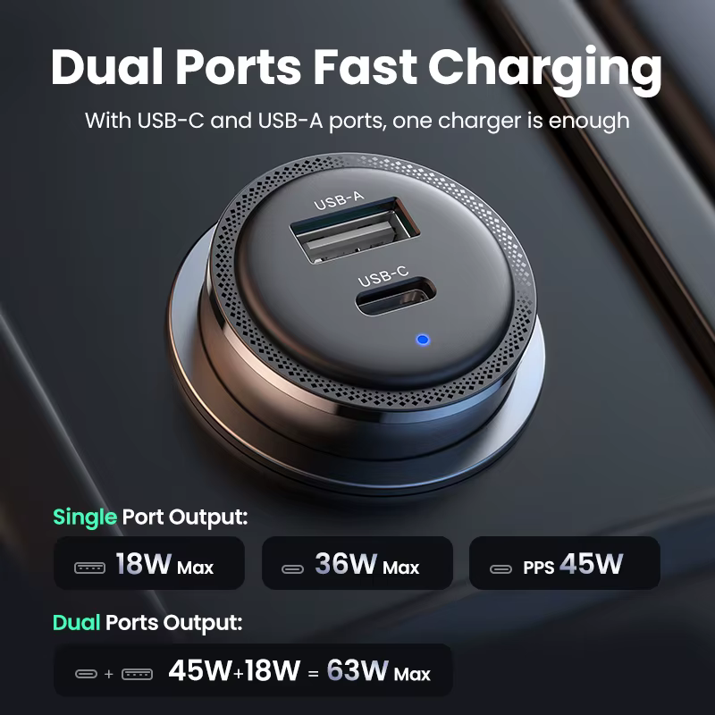 Cargador Coche UGREEN 63W USB-C PD PPS – Carga Rápida Universal - imagen 2