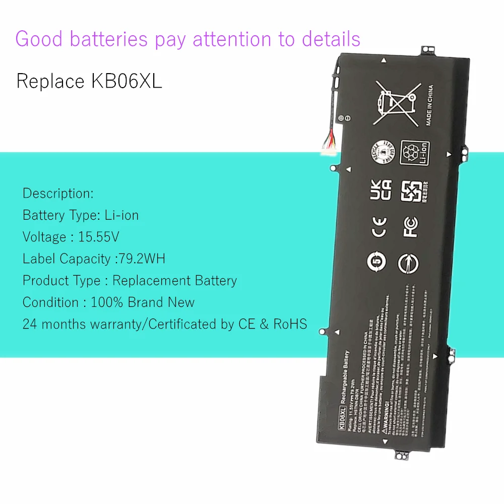 Batería de ordenador portátil KB06XL para HP Spectre X360 15-B Series 15T-BL100 15T-BL101NG HSTNN-DB7R TPN-Q179 902401 -2C1 902499 -855 - imagen 4