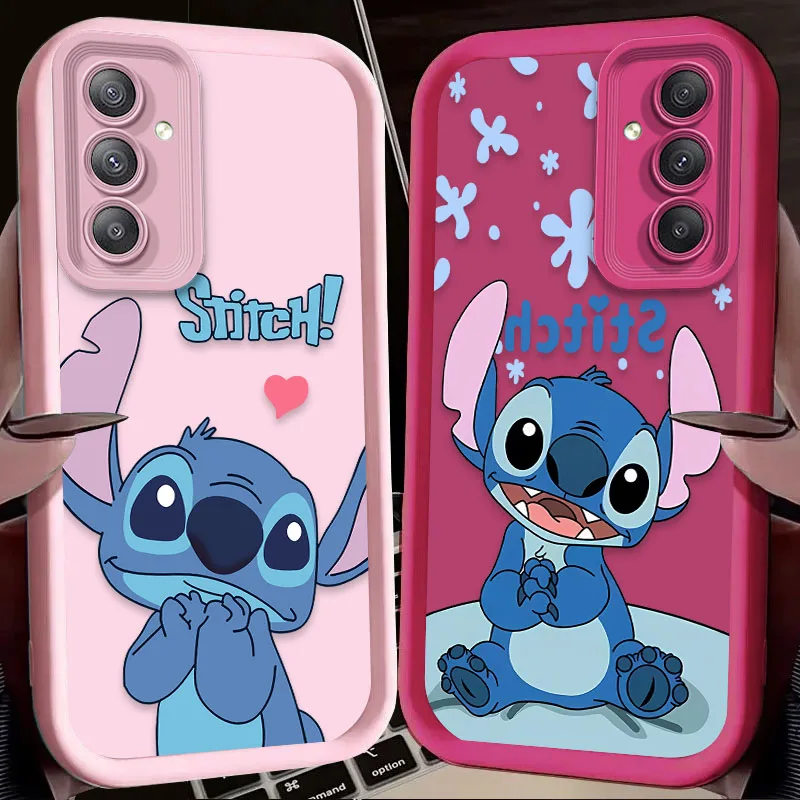 Funda de silicona Disney Happy Stitch para Samsung Galaxy A35 A55 A15 A25 A16 A06 A05 A05S A24 A13 A23 A12 A22 A32 A52 A71 A51 4G