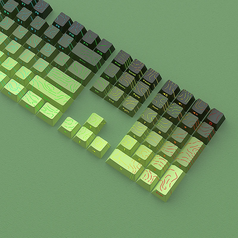 130 teclas Matcha contorno línea lateral grabado teclado tapa cereza perfil transmisión de luz PBT sublimación de cinco lados - imagen 4