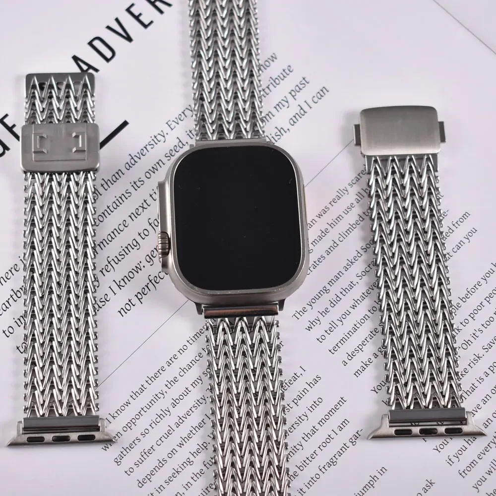 Bucle de malla magnética para Apple Watch Band 46mm 42mm 45mm 44mm pulsera de Metal para iWatch Ultra 2 49mm 38mm 40mm SE 7 8 9 10 41mm - imagen 4