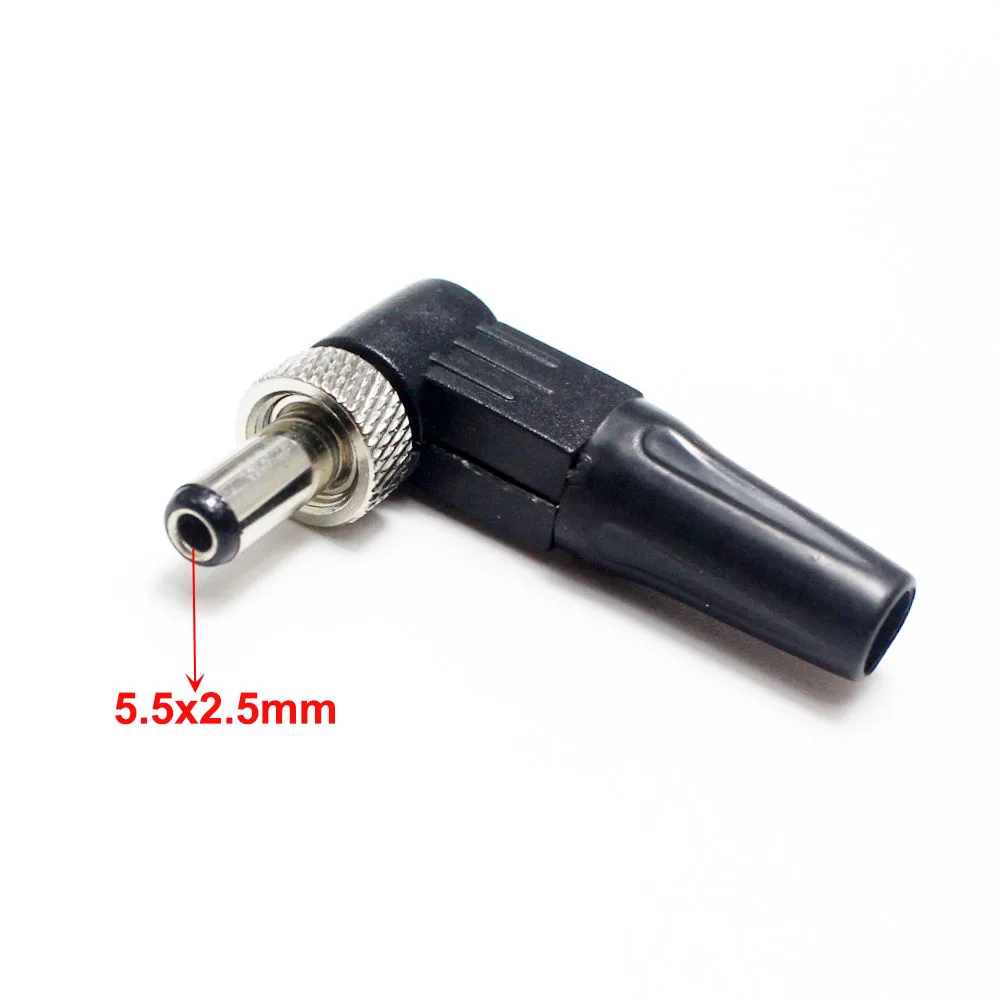 1 Uds 90 grados macho 5,5x2,1mm 5,5*2,5mm tipo L enchufe DC enchufe macho DC con tuerca enchufe de soldadura - imagen 3