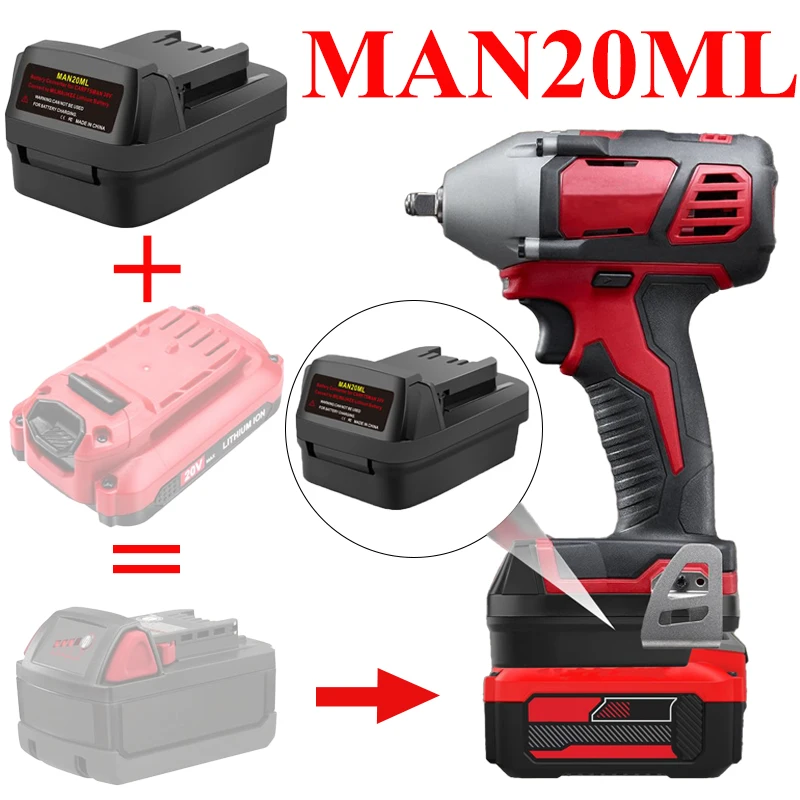 Adaptador de batería MAN20ML para Craftsman V20 20V batería CMCB202 CMCB201 CMCB204 se convierte en batería de litio Milwakee 18V M18 - imagen 2