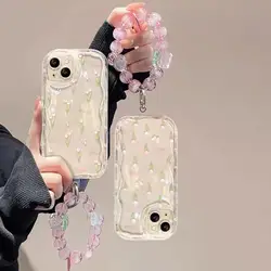 Elegante funda con cadena de tulipanes y lazo rosa para Motorola Moto EDGE 50 Pro 50 Ultra 50 Fusion G45 G35 G54 G75 G60 G04 G04S G53 G52 G22