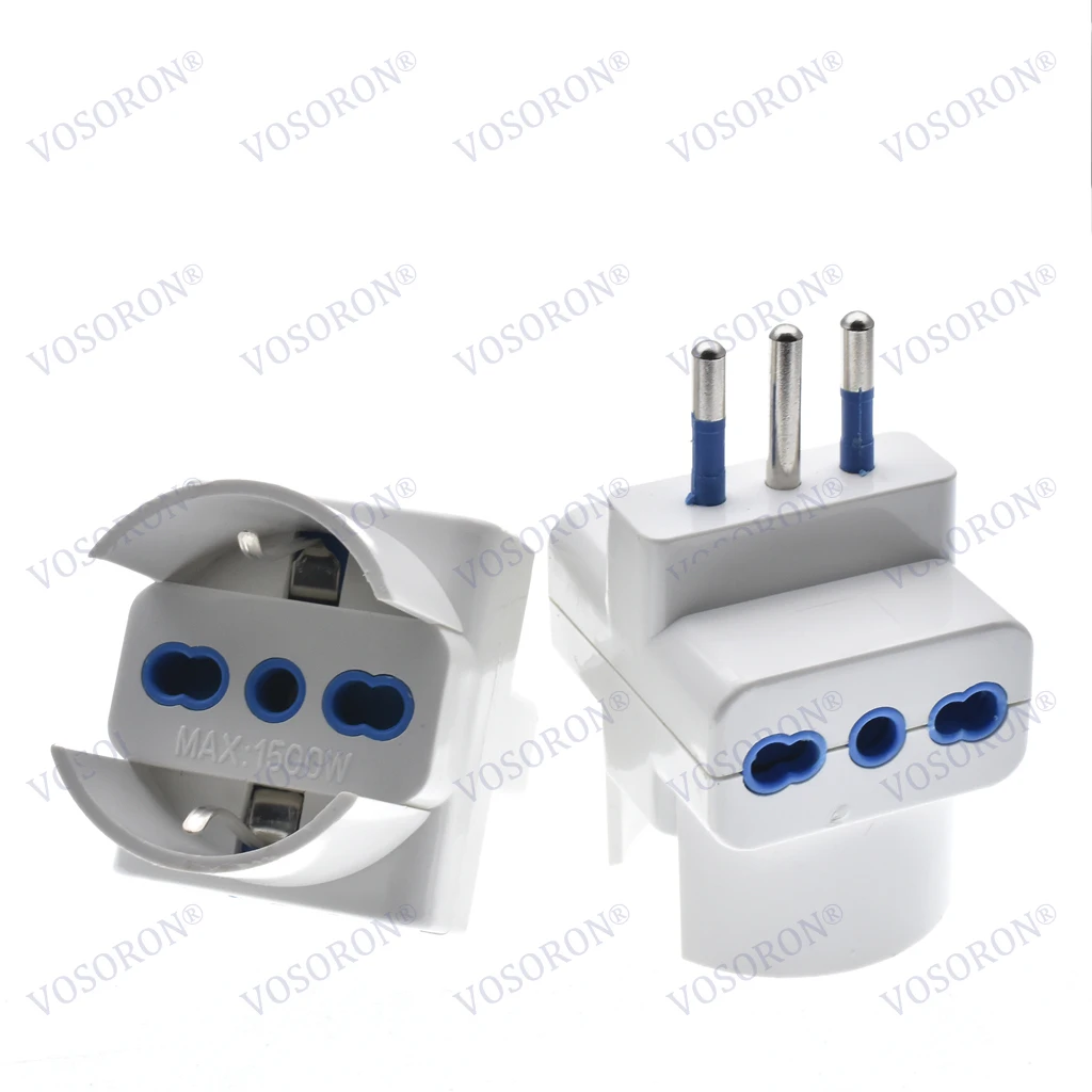 Adaptador de enchufe de viaje italiano, salida multipuerto de 3 vías AC100 ~ 250V 10A - imagen 2