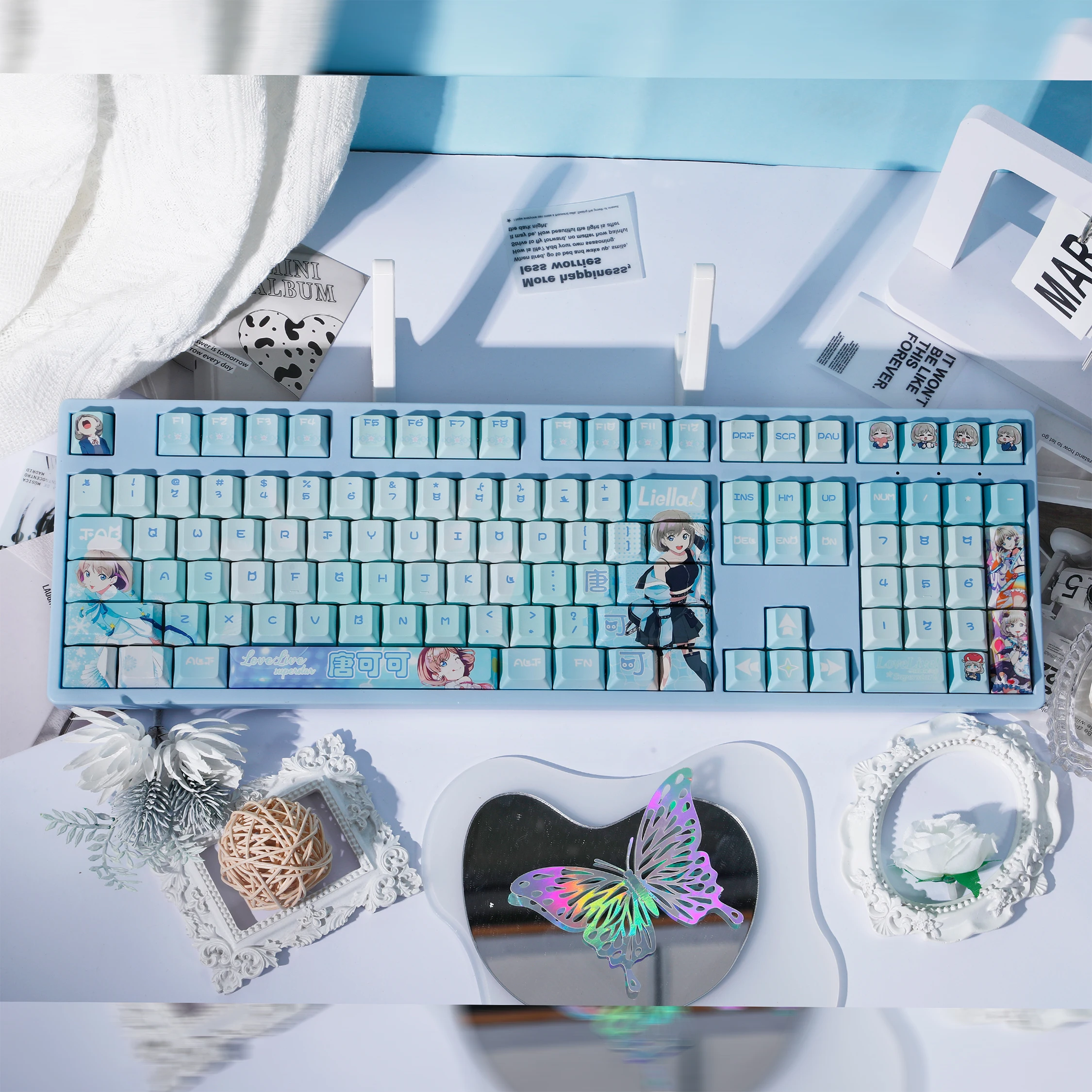 120 teclas Anime Keycaps LoveLive! ¡¡Superestrella!! Teclas Chreey PBT lindas teclas para teclado mecánico Made68 Mad68 Wooting 60 - imagen 4
