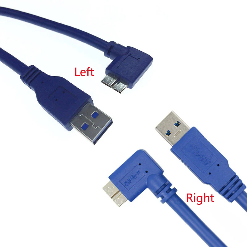 Cable USB 3,0 de 90 grados, tipo A, macho A Micro B, macho, ángulo izquierdo y derecho, 5gbps, para cámara SLR/disco duro móvil