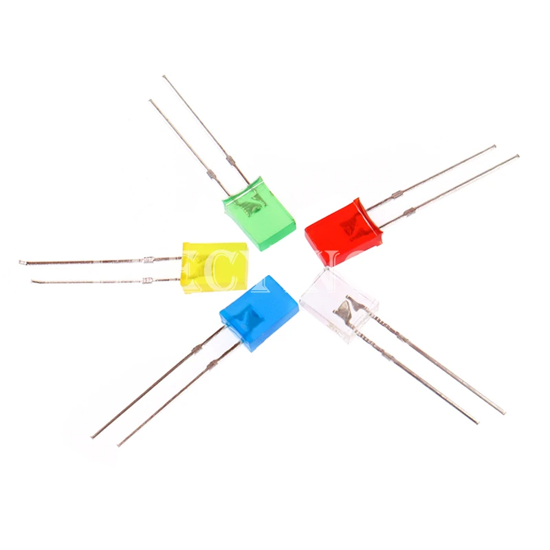 100 Uds 2x3x4/2x5x7 diodo emisor de luz de 5 colores cuadrado LED lámpara en línea Kit DIY 2*3*4/2*5*7 blanco rojo amarillo azul verde - imagen 2