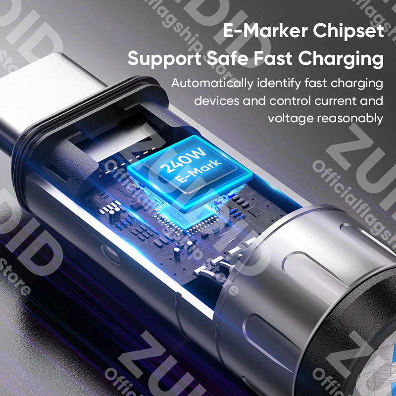 Cordón 2 en 1 Cable de carga rápida USB C a tipo C de 240W PD3.1 Cable de datos USB tipo C para IPhone 16 15 MacBook iPad Samsung Xiaomi - imagen 5