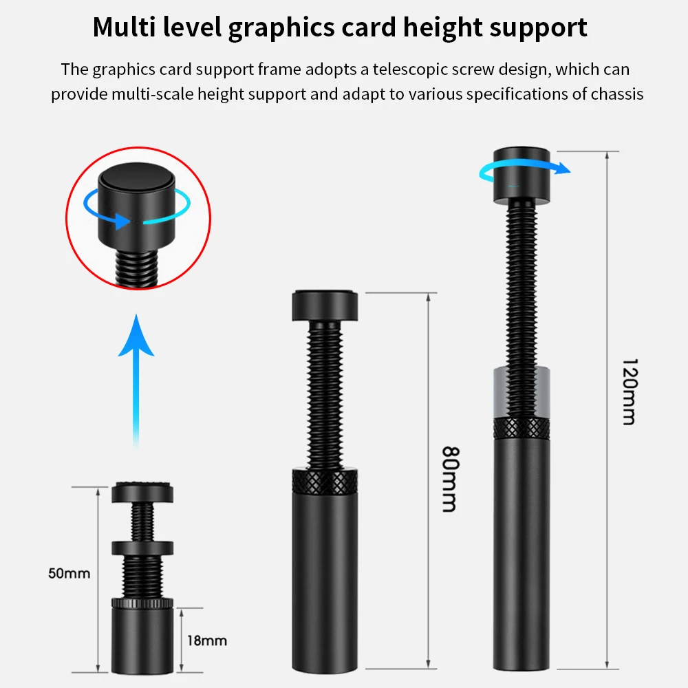 Soporte para tarjeta gráfica TISHRIC GPU, funda para PC de escritorio, soporte con tornillo giratorio telescópico ajustable, soporte para tarjeta de vídeo, conector 3 modelos - imagen 2