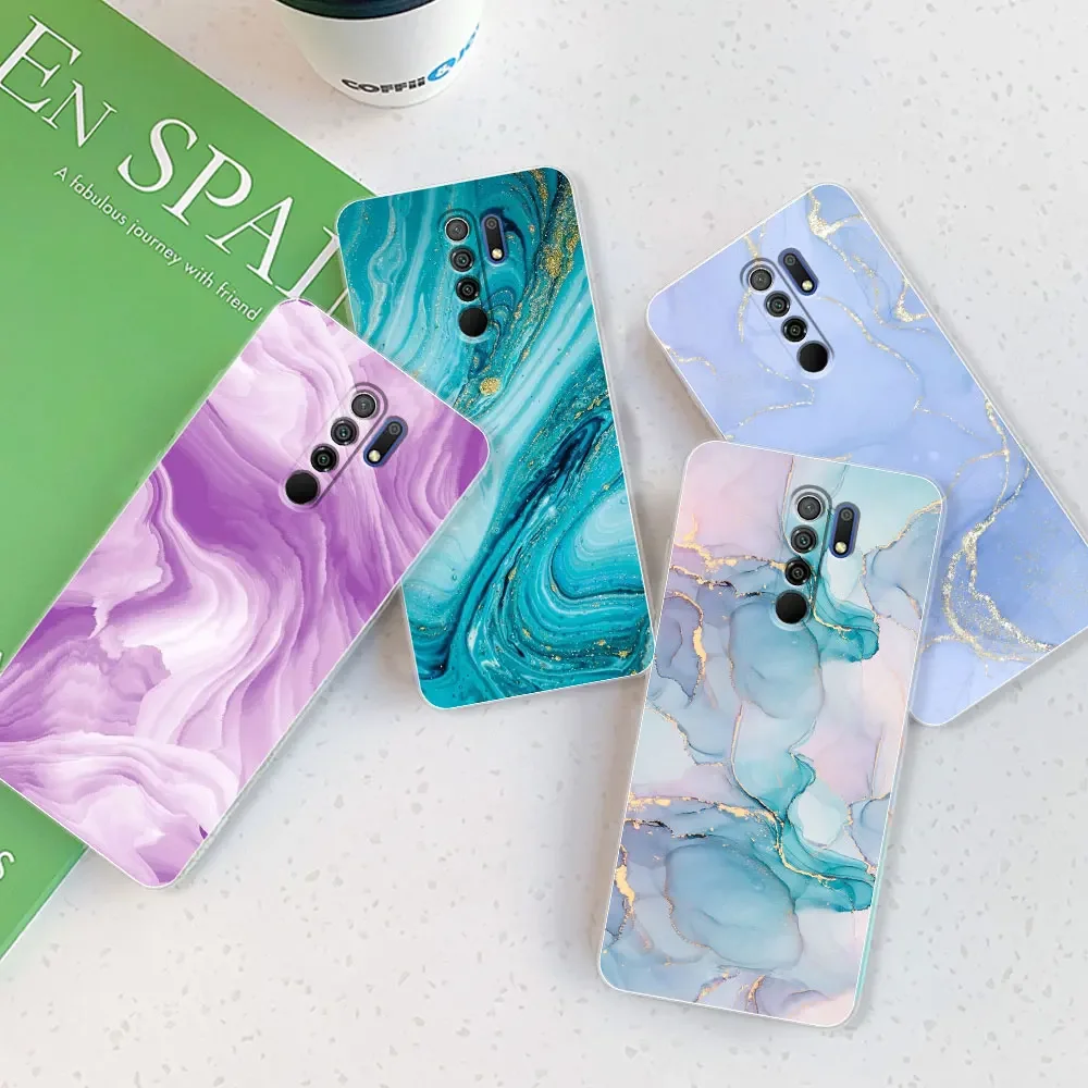 Para Xiaomi Redmi 9 funda de 6,53 pulgadas para Redmi 9 acuarela mármol transparente silicona suave TPU funda para Redmi 9 cubierta parachoques trasero - imagen 2