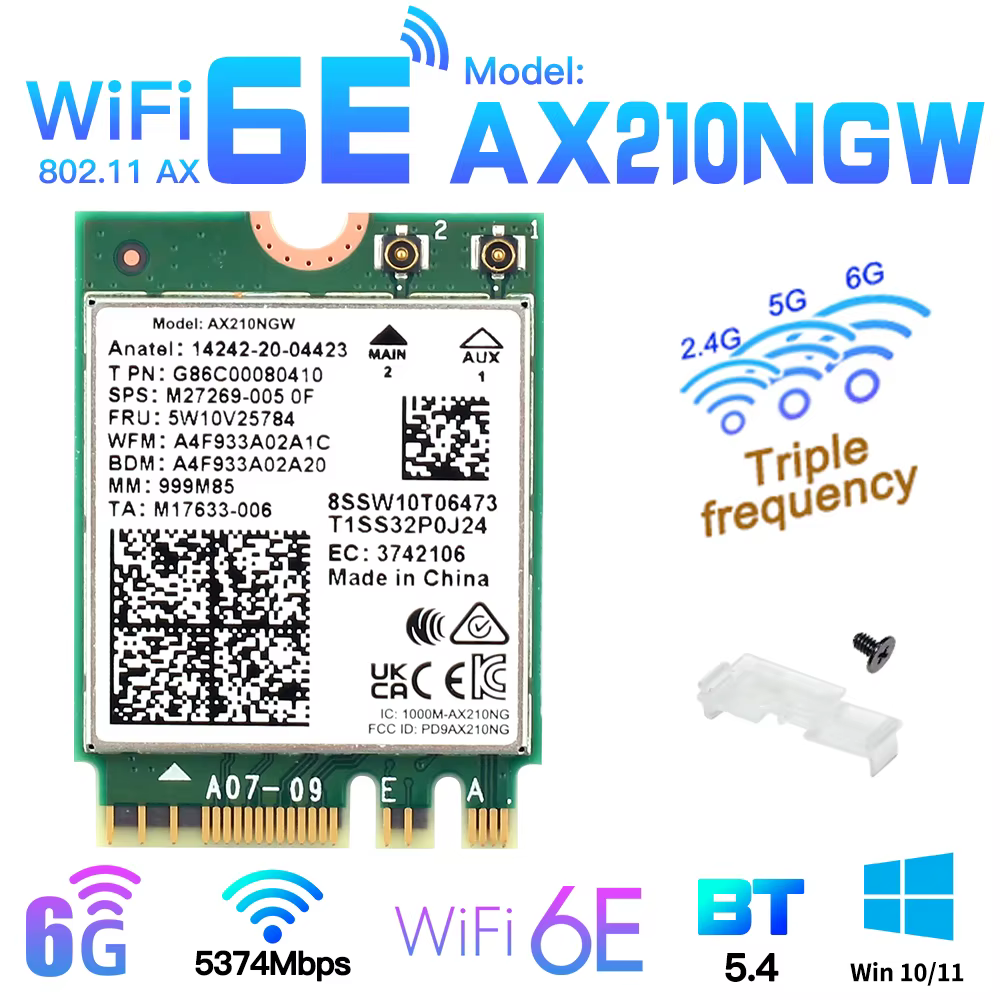 Tarjeta WiFi 6E Intel AX210 M.2 NGFF Bluetooth 5.3 Tri Band - imagen 5