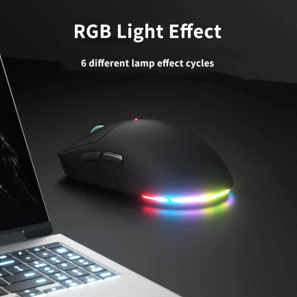 Ratón multimodo Diseño ergonómico Con cable Conexión Bluetooth 2,4G Efecto de luz RGB Programación macro Uso de oficina o reproducción de ratones de juego - imagen 3