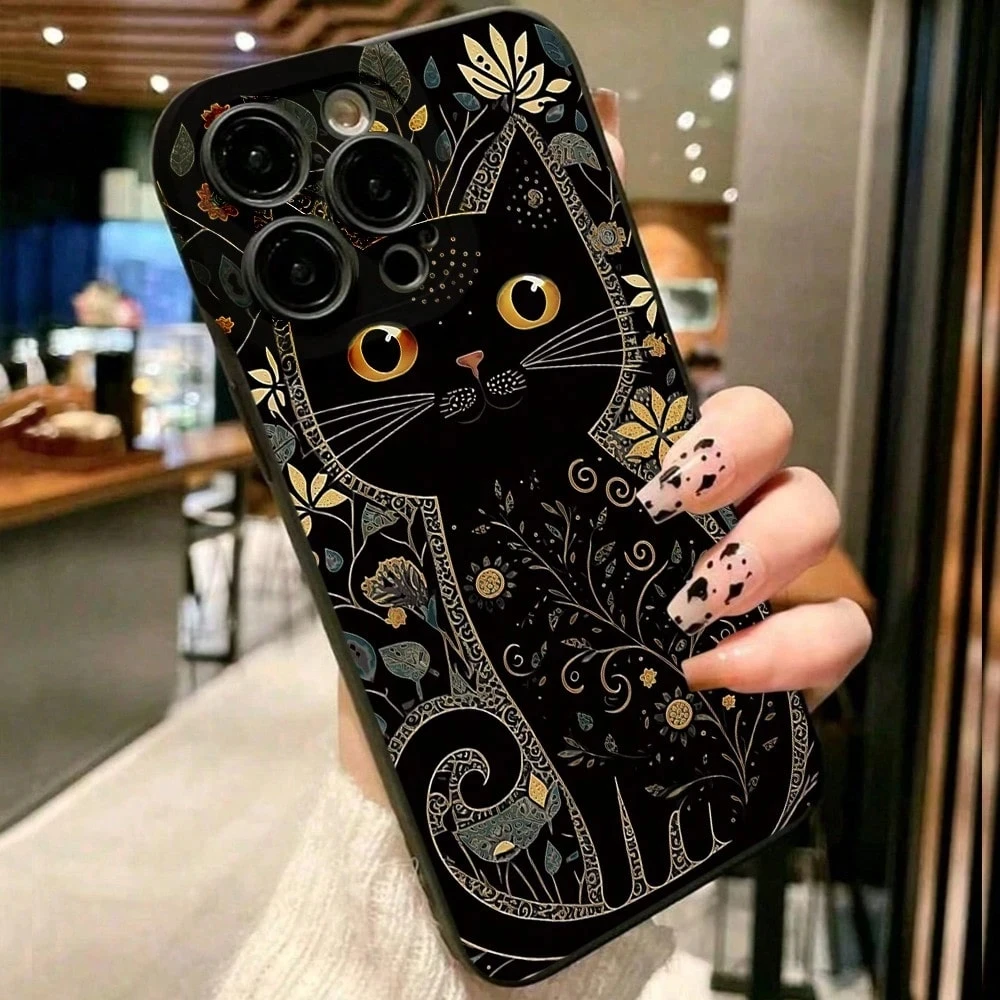 Funda de teléfono mate de estilo Retro con diseño de gato negro para Xiaomi Poco X7 X6 X5 X3 F5 F6 F7 M6 Pro 4G, funda de silicona TPU suave a prueba de golpes - imagen 3