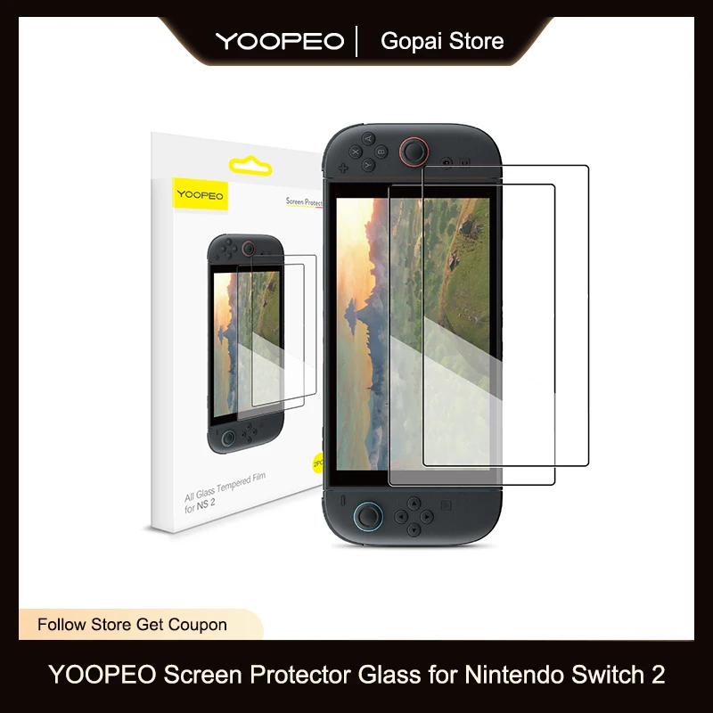 YOOPEO Protector de pantalla de vidrio templado para Nintendo Switch 2 Protector de pantalla transparente HD transparente antiarañazos para consola NS2