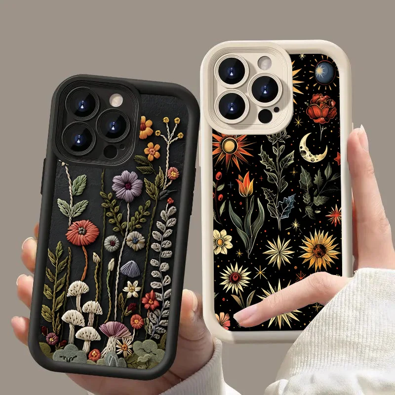 Funda de teléfono con patrón de flores bordadas para Xiaomi Poco X6 X5 X3 F5 F6 M6 X7 Pro Mi 15 14T 14 13T 13 12 11 Lite 4G NE - imagen 2