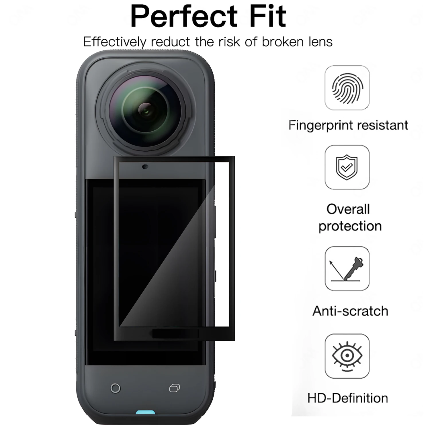 Película protectora curvada 3D para Insta360 X5, Protector de pantalla, películas antiarañazos, cubierta sin vidrio para accesorios Insta 360 X5 - imagen 2