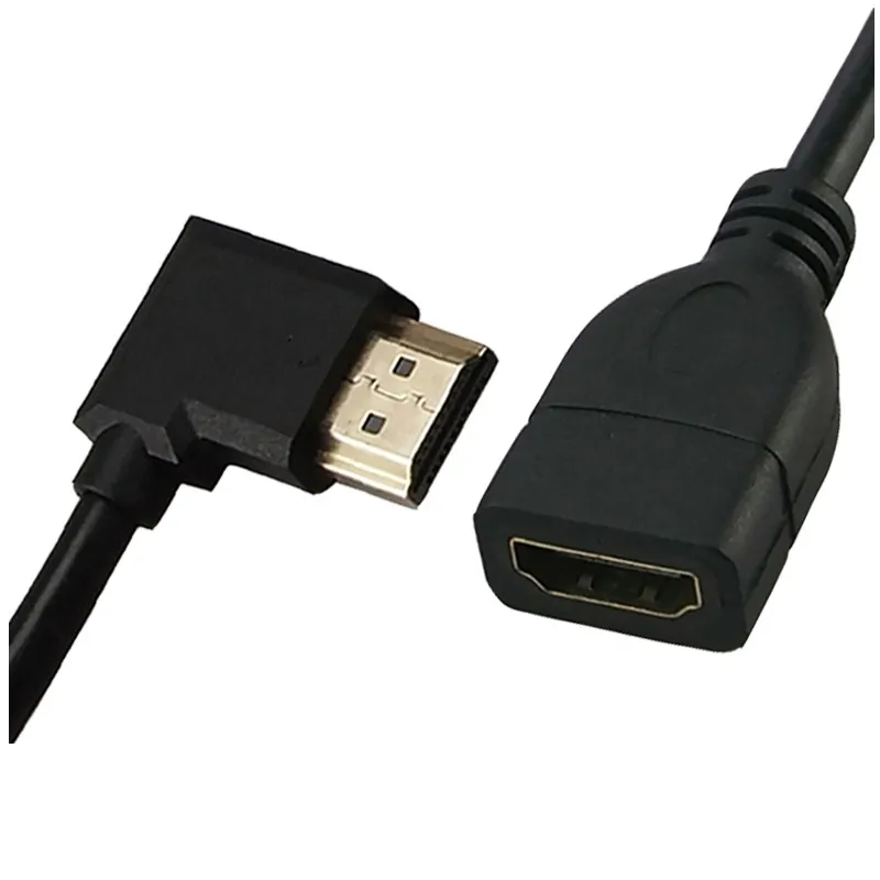 Cable de extensión macho y hembra Compatible con HDMI, 90 grados, 4K, 3D, Qure Copper, versión 1,4, 1080P, para TV HD, Notebook, PS3, proyector - imagen 2