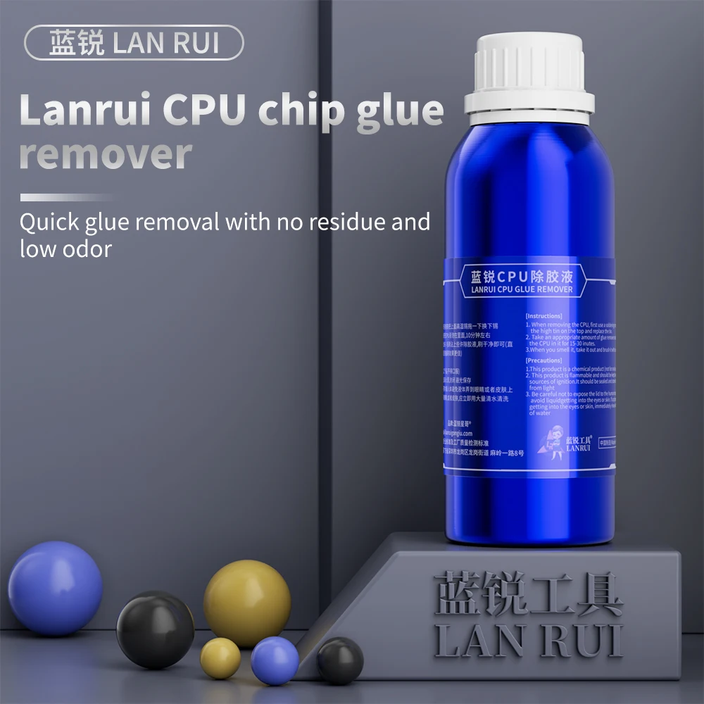 Lanrui-eliminador de adhesivo de chip de CPU, 250ml, ecológico para eliminación sin daños de adhesivo negro de herramienta de CPU de reparación de teléfonos móviles - imagen 3
