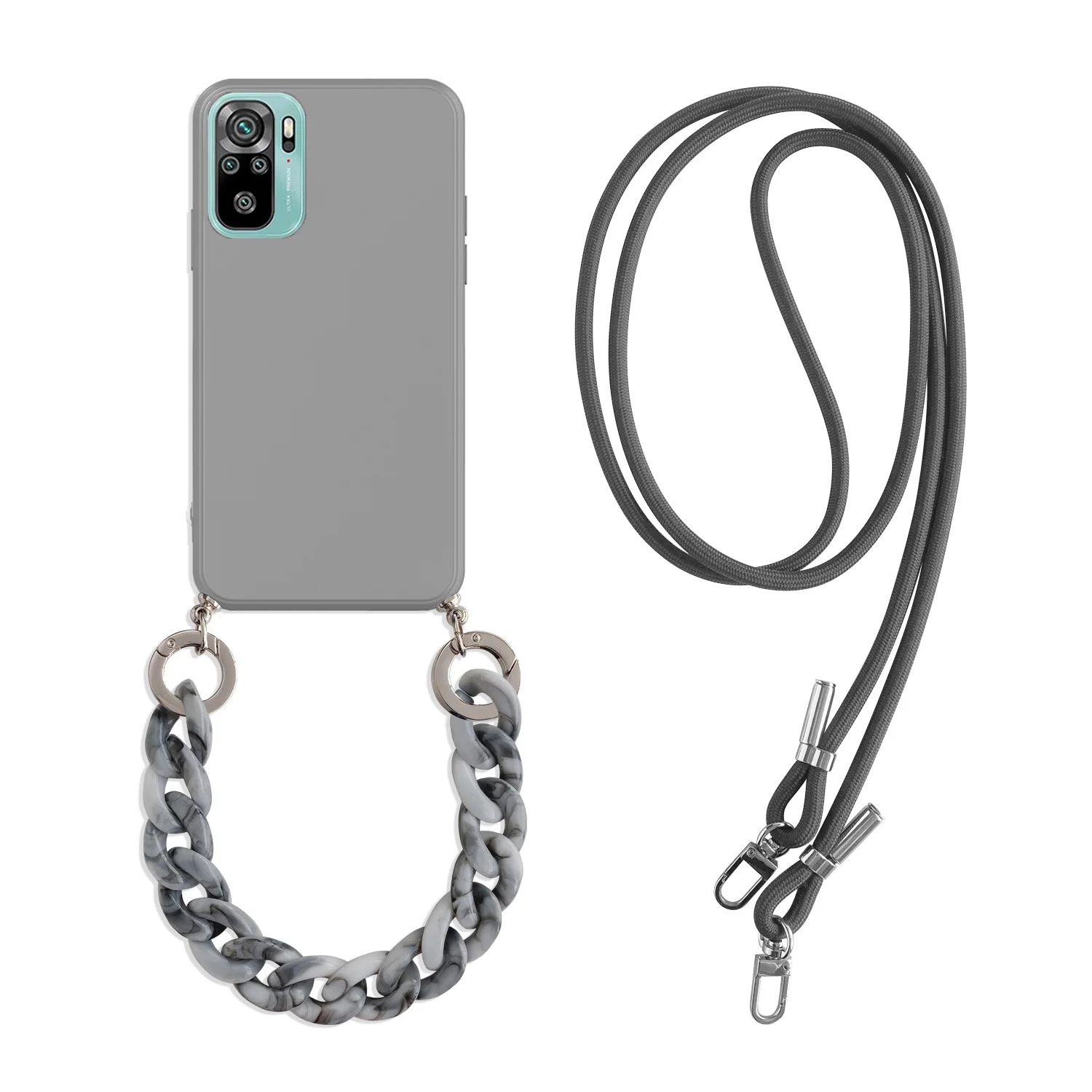 Collar con cordón cruzado, funda de silicona con cadena de mármol para Xiaomi Redmi Note 11 10 Pro Max 10S 11S 4G 5G, funda con correa para muñeca - imagen 5