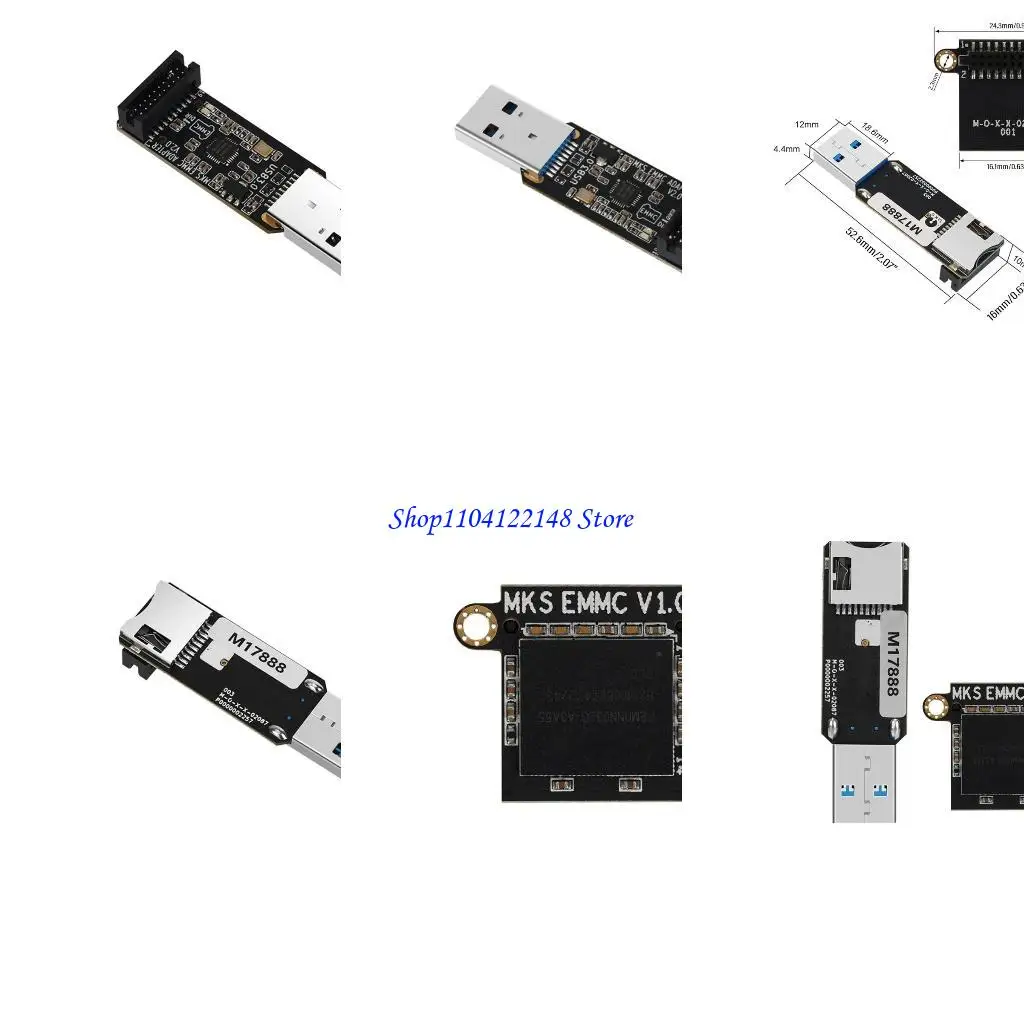 P9FA Speed ​​Fast Speed ​​MKS EMMC USB3.0 Adaptador MKS EMMC-Adapter V2 para tarjeta memoria del módulo EMMC 32GB