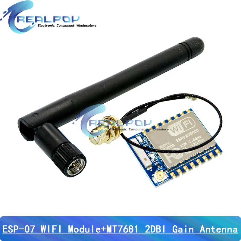 Módulo serie Wifi ESP8266 ESP-07 con antena SMA inalámbrica de 11cm 2,4G, ganancia de 2dB 2,5dB para Cable adaptador NRF24L01 PA de 20cm