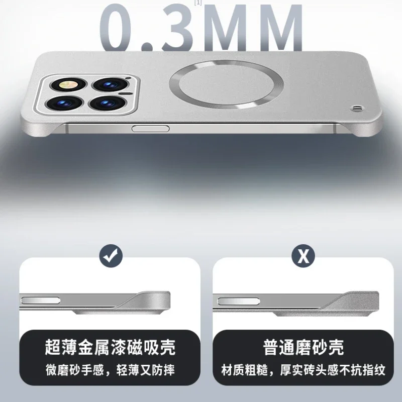 Para Xiaomi 15 Ultra pintura metálica sin marco delgada funda dura para PC para Xiaomi Mi 15 Ultra 15pro magnética para Magsafe funda protectora - imagen 4