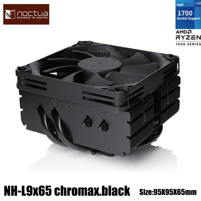 Noctua-radiador de torre baja NH-L9x65 chromax, 4 tubos de calor, 65mm de altura, Intel LGA1851, LGA1700, LGA1200, LGA115x, AMD AM5/AM4, color negro