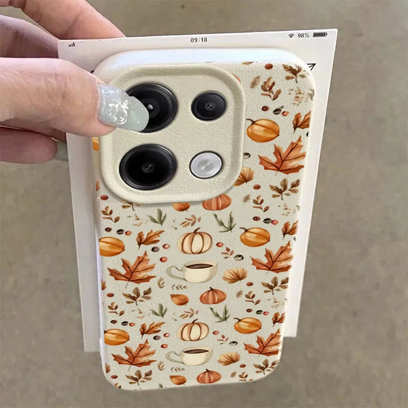 Funda de teléfono de TPU suave con diseño de ilustración de café y calabaza de otoño para Xiaomi 14T Pro 5G, funda trasera para Xiaomi 15 14T 14 13T 13 - imagen 3