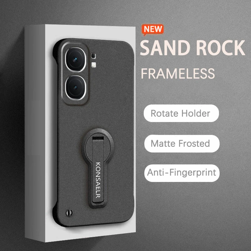 Lujo sin fronteras 360 °   Cubierta de soporte para IQOO NEO 10 9 9S 8 Pro, Funda esmerilada mate a prueba de golpes, Funda de parachoques