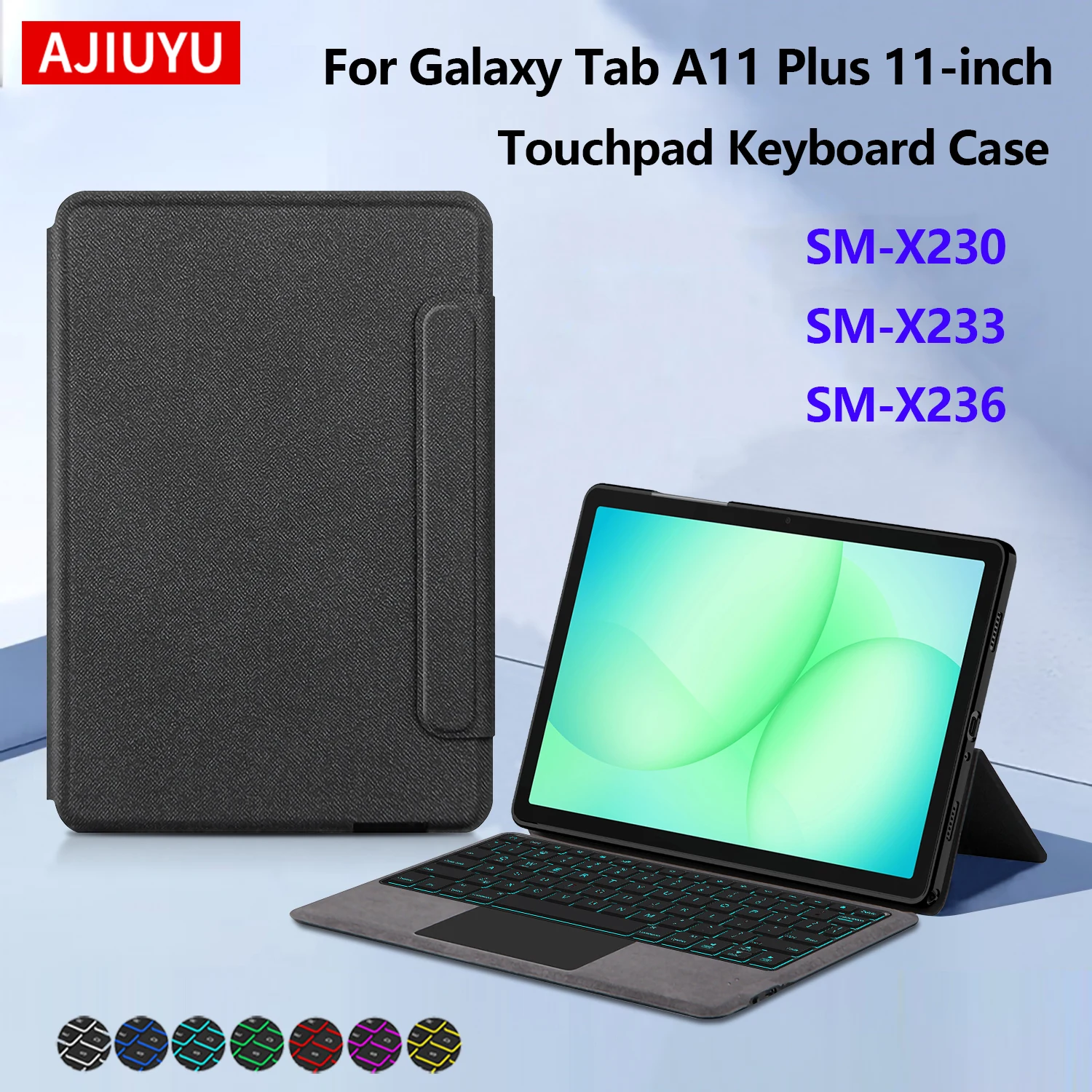 Funda con teclado para Samsung Galaxy Tab A11 Plus 2025 SM-X230, funda para tableta de 11 pulgadas, funda para teclado inteligente mágico, retroiluminación con panel táctil