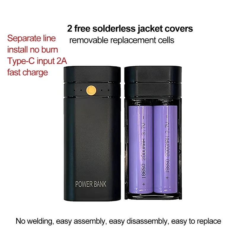 6000mAh 2*18650 batería USB tipo C banco de energía cargador de batería caja DIY para teléfono carga electrónica no incluye baterías - imagen 4
