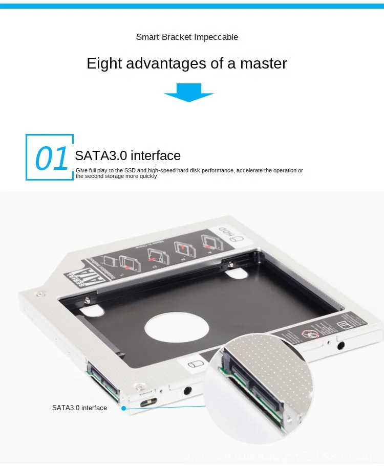 Caja de disco duro HDD Caddy SSD SATA 3,0, adaptador optibay de 2,5 ", carcasa Caddy de 9,5/12,7mm para ordenador portátil, CD, DVD, bahía óptica - imagen 4