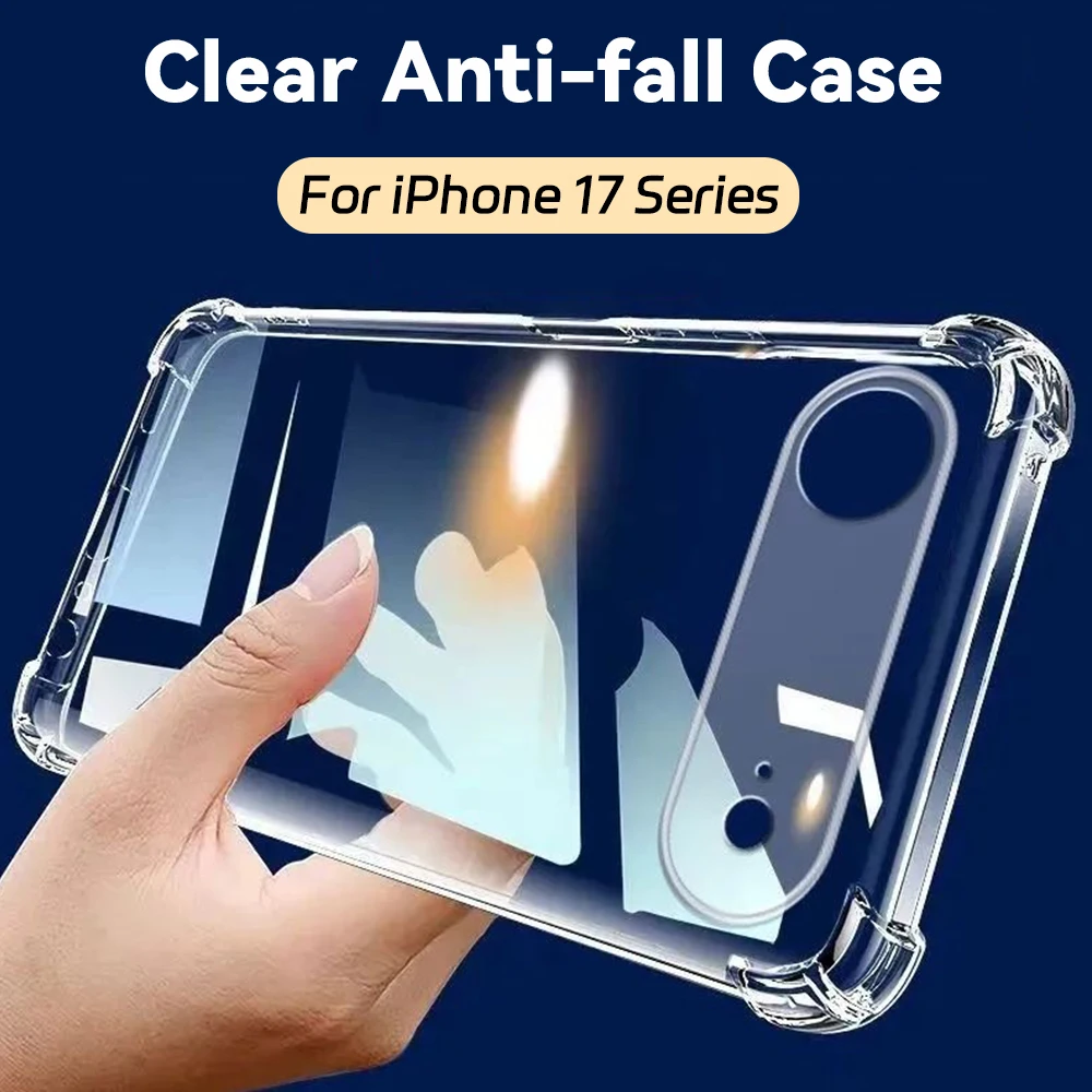Funda de teléfono transparente de 17PM para iPhone 17 Pro Max 17 Air Airbags a prueba de golpes Protector de parachoques anticaída carcasa trasera transparente
