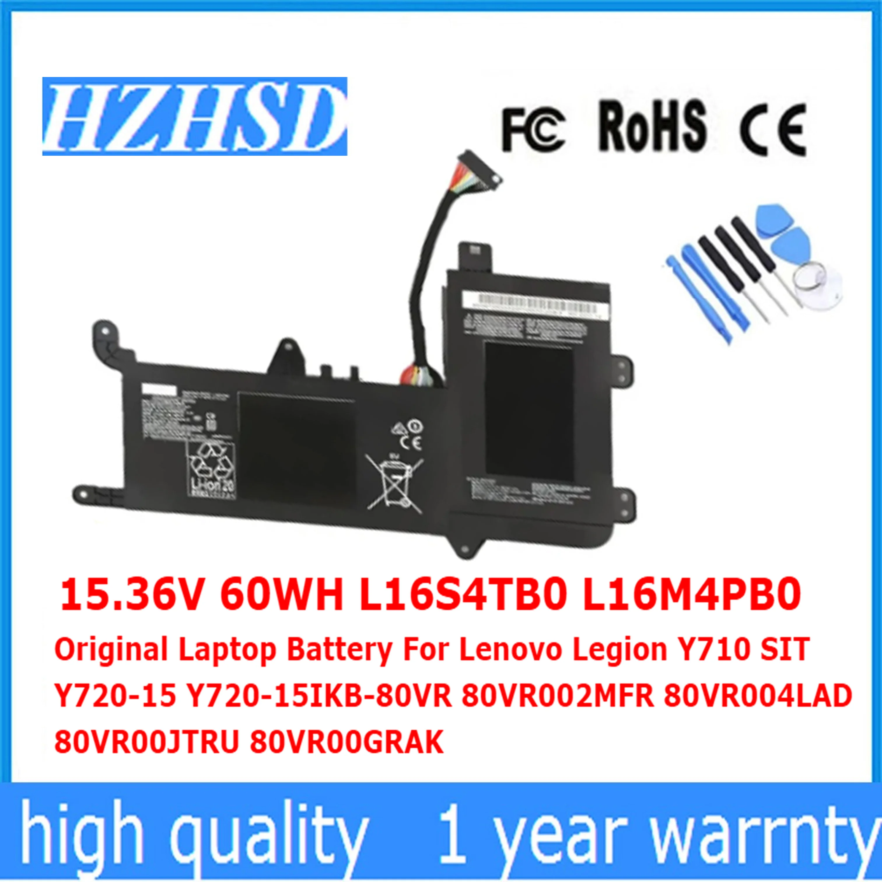 L16M4PB0 15,36 V 60Wh 3910mAh L16S4TB0 batería del ordenador portátil Compatible para Lenovo Legion Y720-15IKB serie tipo 80VR I7-7700HQ