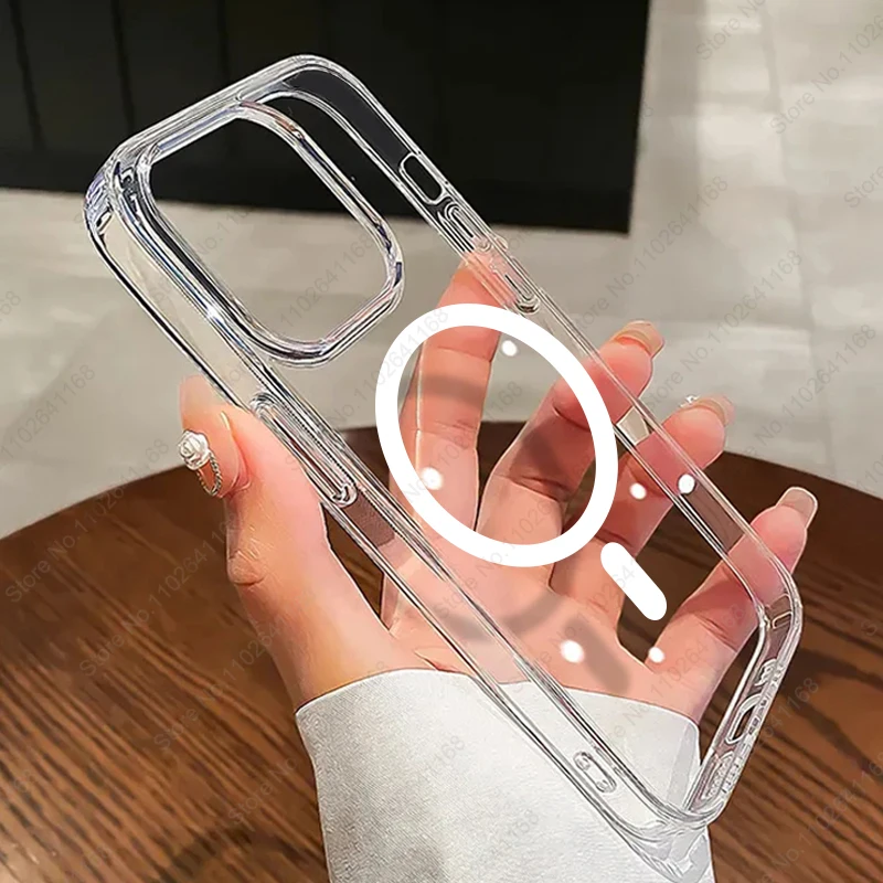 Magsafe-funda de carga inalámbrica magnética Original para iPhone, accesorios de cubierta de silicona transparente para iPhone 15, 14, 13, 12, 11 Pro Max Plus, XR, XS