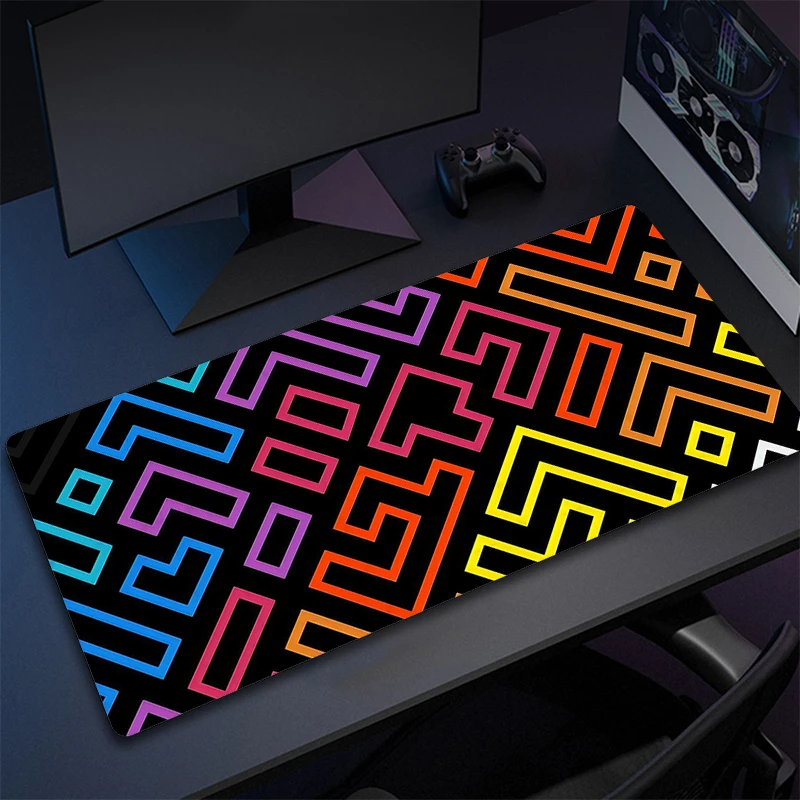 Alfombrilla de ratón de línea Simple multicolor, alfombrilla de ratón artística abstracta para juegos, alfombrilla de goma para Gamer, alfombrilla de ratón antideslizante grande para ordenador, alfombrilla de escritorio de goma