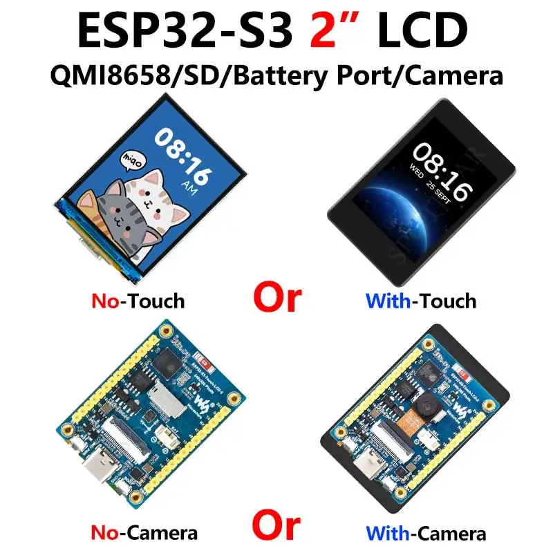 Placa de desarrollo de cámara LCD ESP32 S3, pantalla de 2 pulgadas 240x320, Sensor QMI8658/puerto de batería LVGL/HMI para Arduino - imagen 3