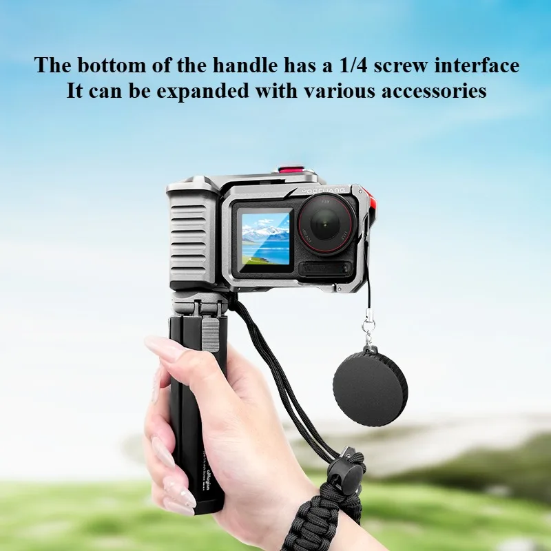 Para DJI Action 5Pro/4/3 Metal Street Photo Vlog Grip Mount Kit Metal 1/4 interfaz jaula de conejo diseño ergonómico accesorios de agarre - imagen 5