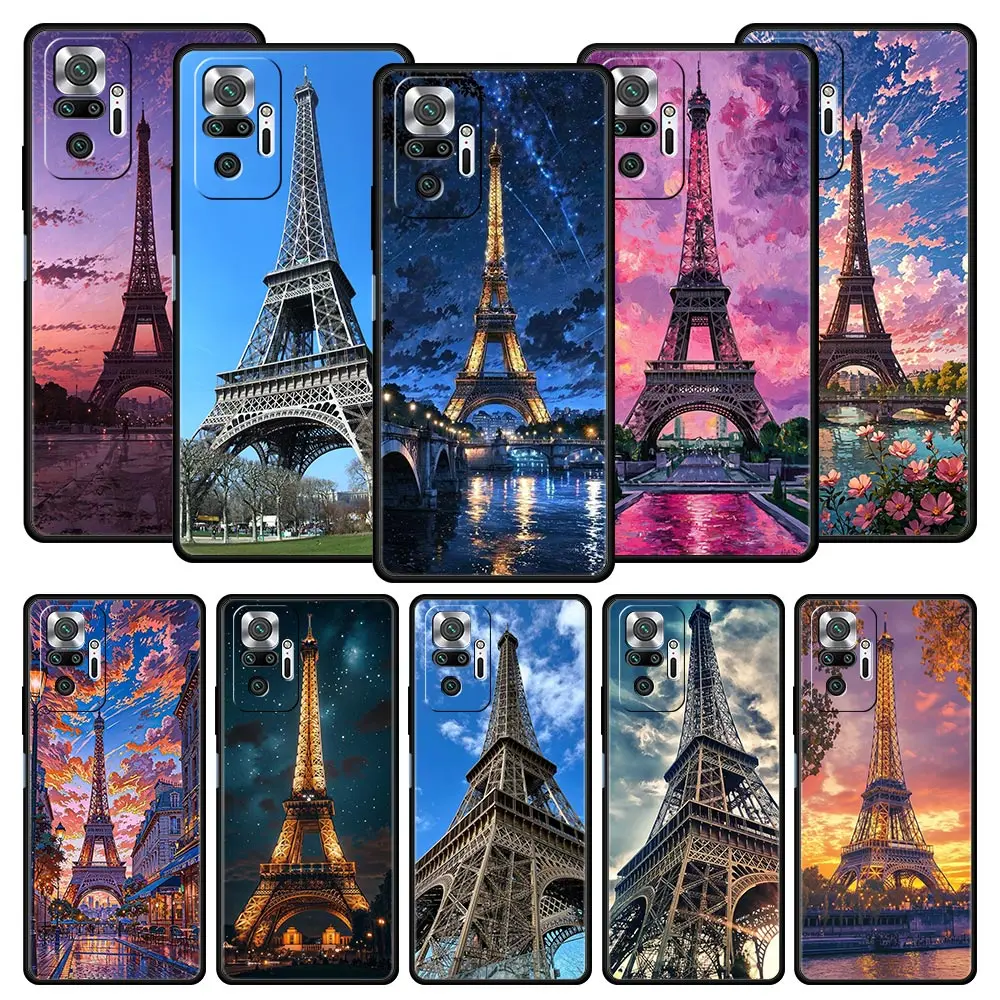 Paraguas rojo Torre Eiffel funda de teléfono para Xiaomi Redmi Note 14 13 12 5G 11 10 Pro Plus 4G 9S 9 14C 13C 12C 10C 9C 9A funda suave