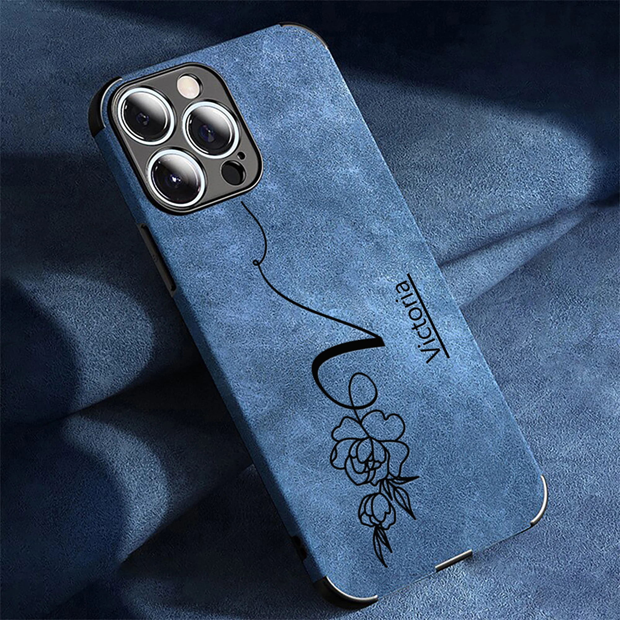 Nombre personalizado Patrón de rosa personalizado Funda de teléfono de cubierta completa para iphone17 16 15 14 13 12 11ProMax Plus, Funda suave de cuero de piel de espuma - imagen 2