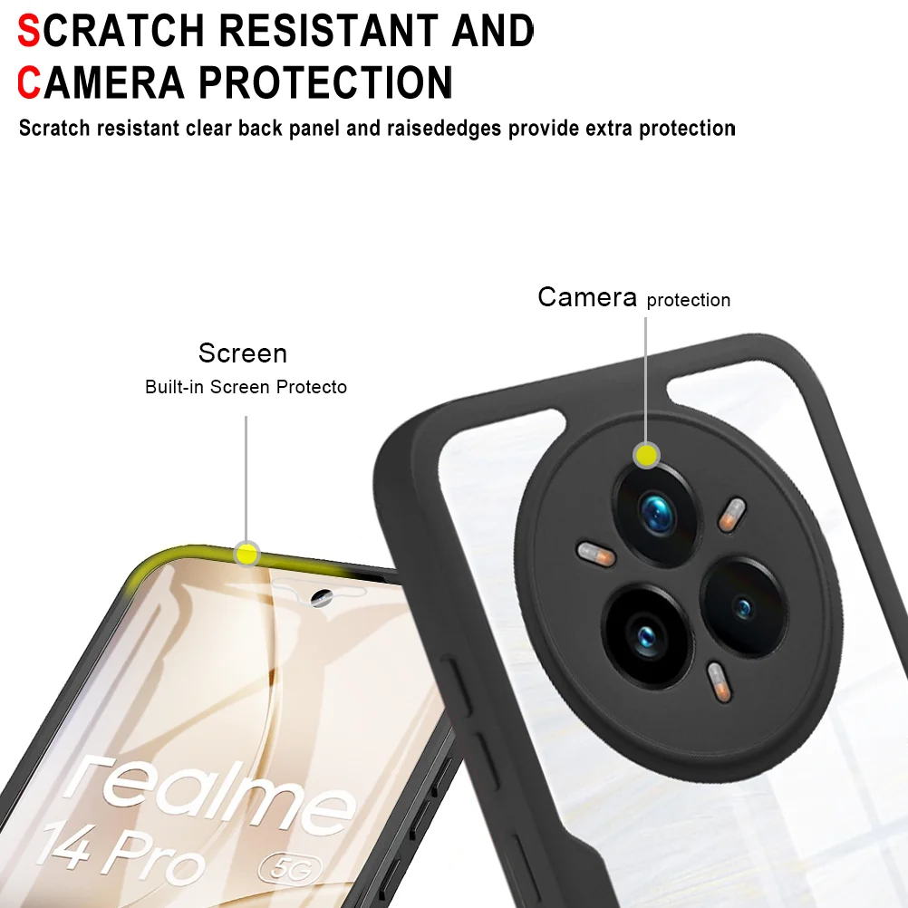 Funda protectora de cuerpo completo a prueba de golpes para Realme 14 Pro 5G Pro + Plus, Funda protectora transparente, Coque Capa - imagen 5