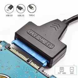 Cable Adaptador SATA a USB 3.0 y Tipo C para HDD y SSD 2,5 Pulgadas
