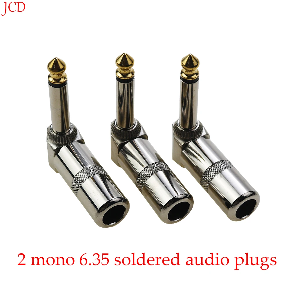 1 Uds 6,35 enchufe de Audio amplificador de micrófono enchufe de Cable de guitarra Bipolar Mono amplificador enchufe de micrófono 90 grados Audio TRS enchufe