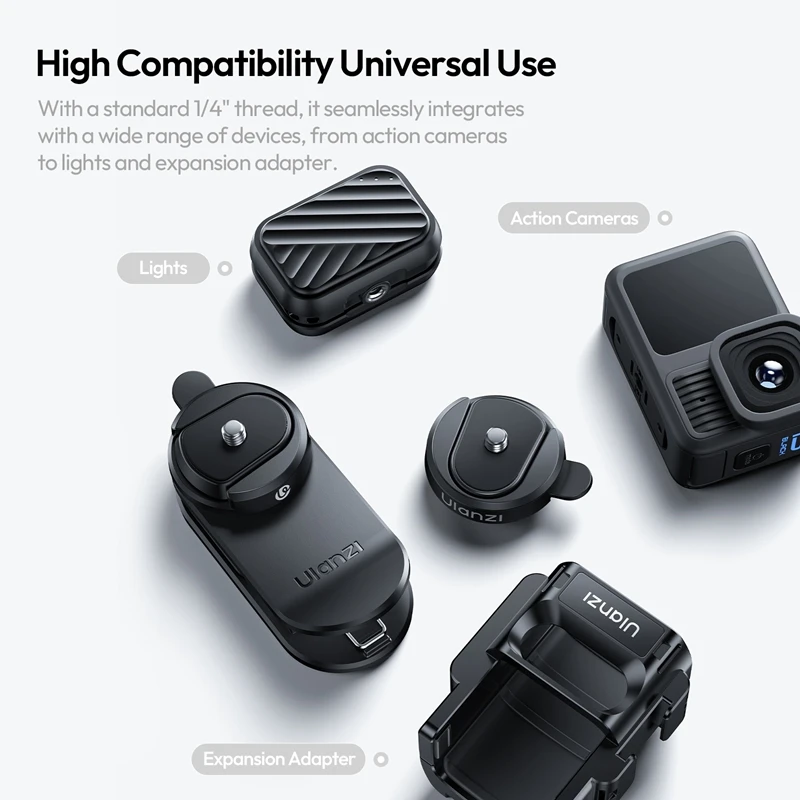 Ulanzi Kit básico CK01 de liberación rápida/CK02 Clip para mochila con rosca de 1/4" para fotografía, adaptador de expansión para cámaras de acción ligeras - imagen 5